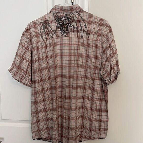 Cotton metal stud button 2-pocket HD Harley-Davidson Work Garage SS shirt L - Picture 5 of 6